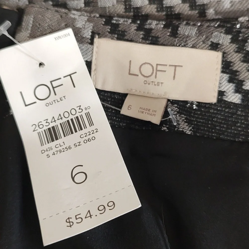 LOFT Black and Gray Plaid Mini Skirt